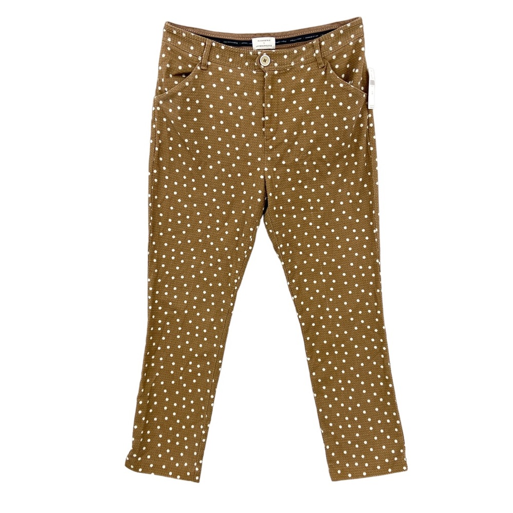 ANTHROPOLOGIE Pants Essential Slim Trousers in Brown Polka Dot